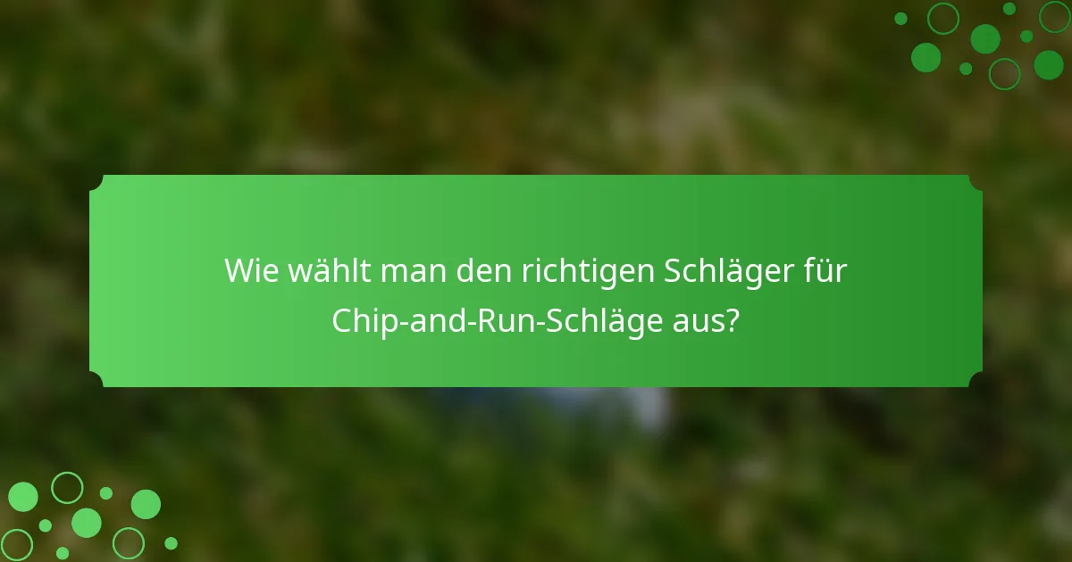 Wie wählt man den richtigen Schläger für Chip-and-Run-Schläge aus?